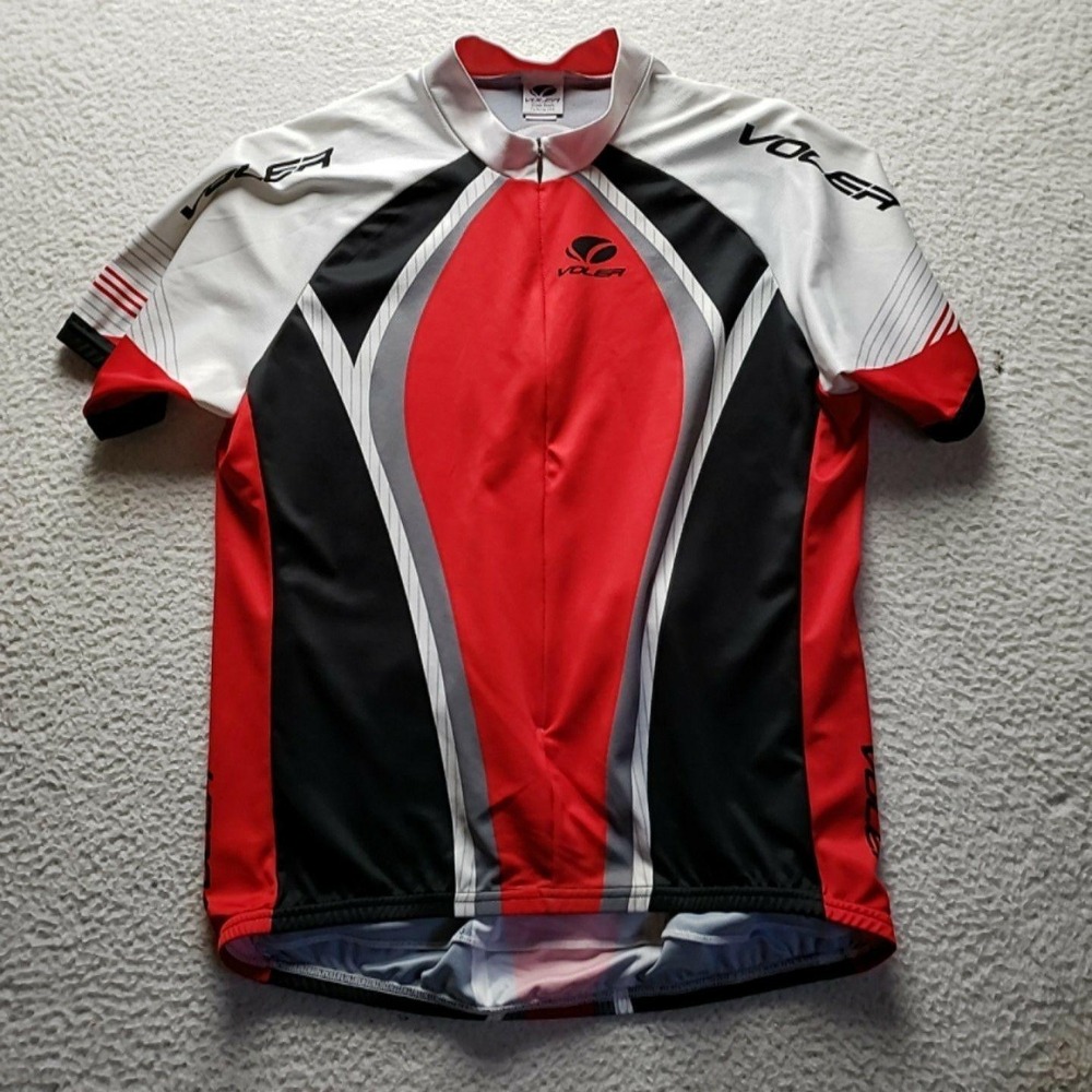 Voler Shirt Mens 2XL Red Black Club Raglan 1/4 Zip Cycling Jersey Top USA